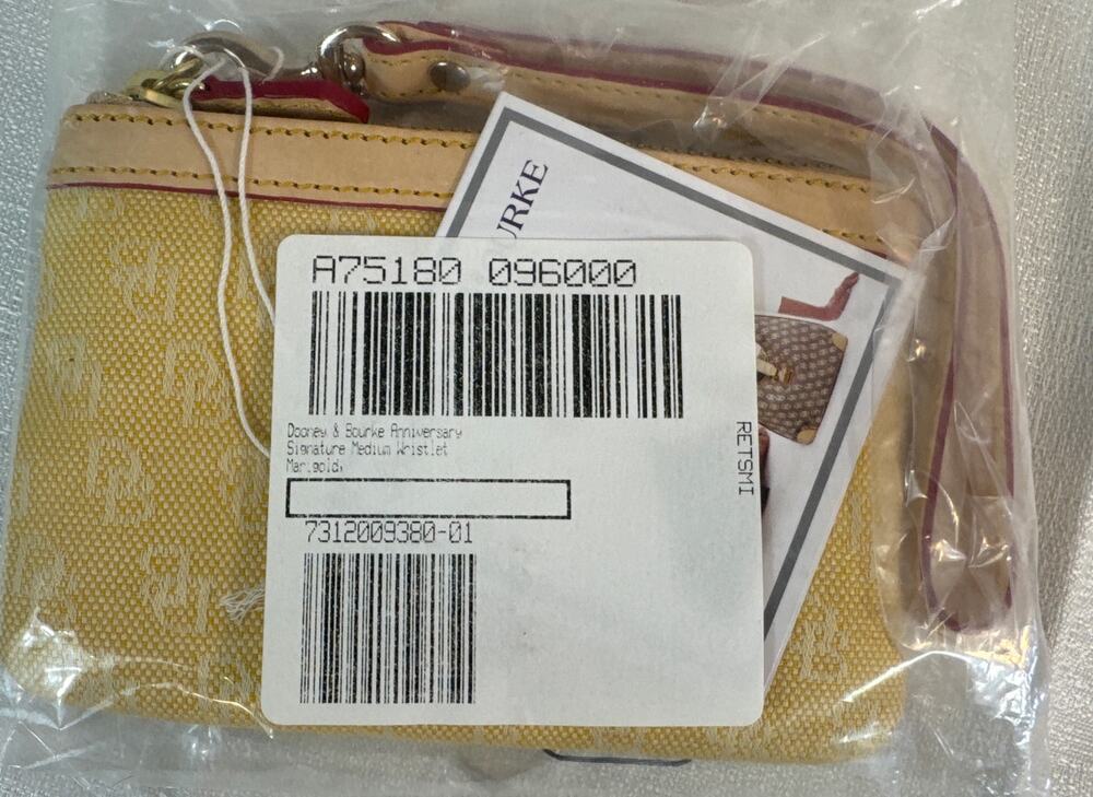 Dooney& Bourke Anniversary Signature MED wristlet Marigold coin purse NWT